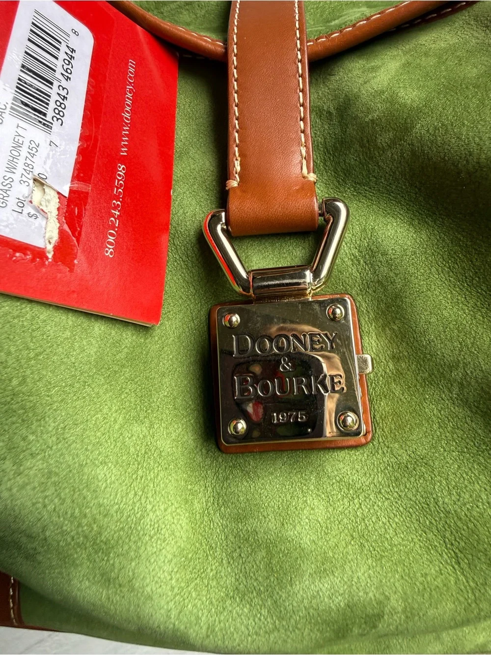 NWT Dooney & Bourke Green Suede Sac Shoulder Bag RARE $345 - Picture 7 of 9